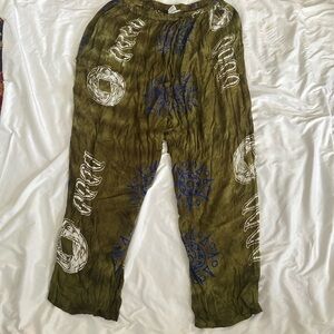 Shivani hunter green rope tie- dye rayon boho pants